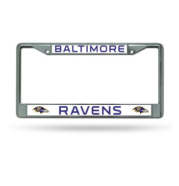 Ravens Chrome License Plate Frame Silver