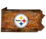 Steelers 12" Wood State Road Map Sign Small