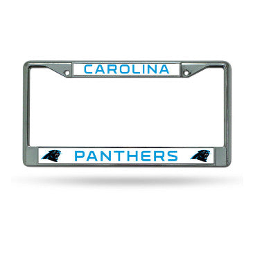 Panthers Chrome License Plate Frame Silver NFL