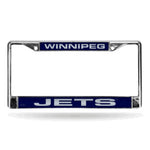 Jets Laser Cut License Plate Frame Silver NHL
