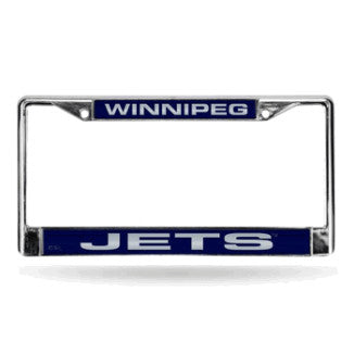 Jets Laser Cut License Plate Frame Silver NHL