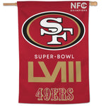 49ers Vertical House Flag 1-Sided 28x40 2023 NFC Champs Super Bowl 58
