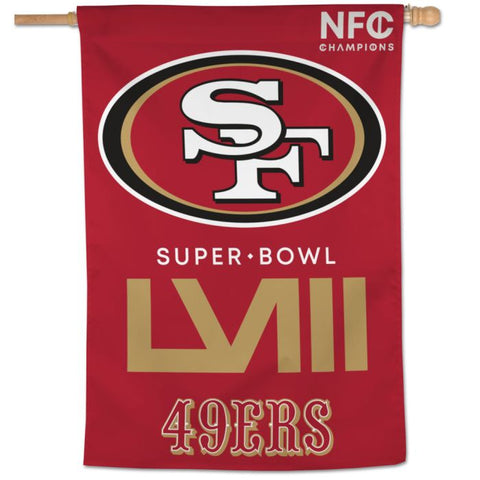 49ers 2023 NFC Champs Super Bowl 58 Vertical House Flag 1-Sided 28x40