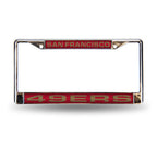 49ers Laser Cut License Plate Frame Silver