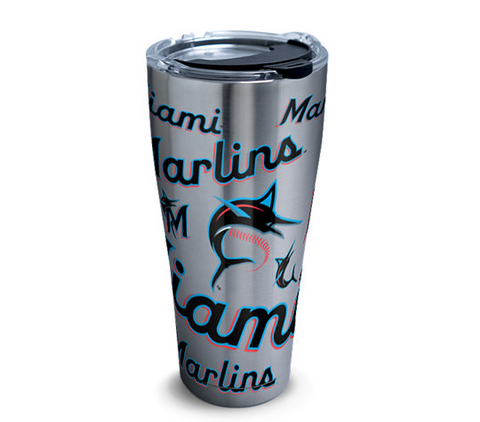 Marlins 30oz All Over Stainless Steel Tervis w/ Hammer Lid