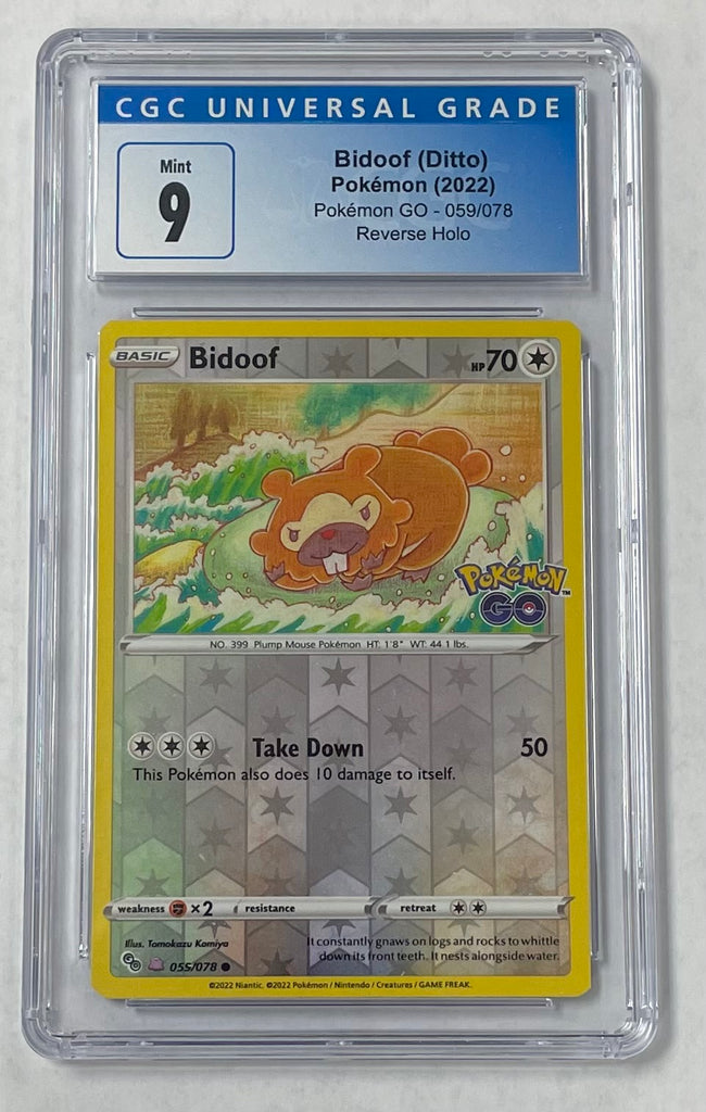 Bidoof (Ditto) Pokemon 2022 CGC 9 Pokemon Go 059/078 Reverse Holo Grad – JP  Sports