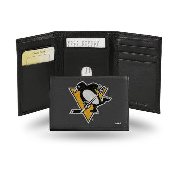 Penguins Leather Wallet Embroidered Trifold