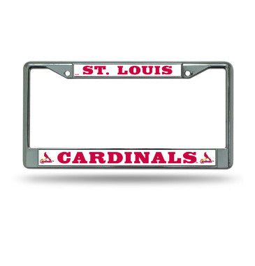Cardinals Chrome License Plate Frame Silver MLB