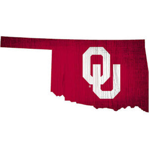 Oklahoma 12" Wood State Sign Team Color Small