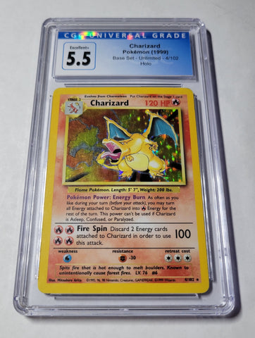 Pokemon Charizard 1999 CGC Graded 5.5 (4076693001) #4/102 Base Set Unlimited Holo Single Card