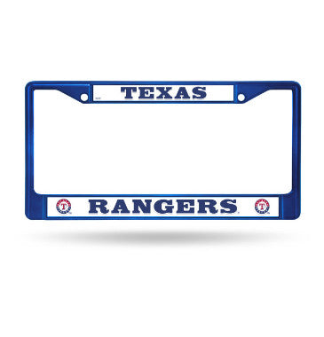 Rangers Chrome License Plate Frame Color Blue MLB