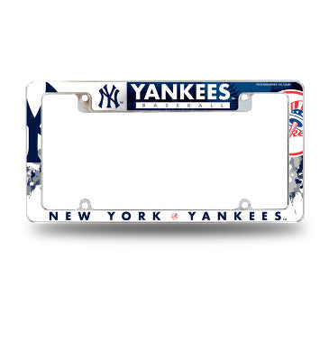 Yankees License Plate Frame Chrome All Over