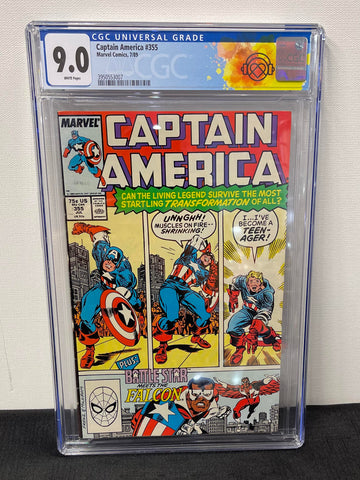 Captain America Issue #355 Year 1989 CGC Graded 9.0 Special Label Comic Book