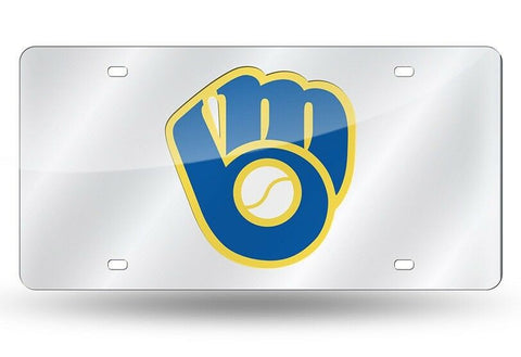 Brewers Laser Cut License Plate Tag Silver