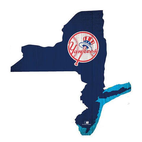 Yankees 12" Wood State Sign Team Color Small