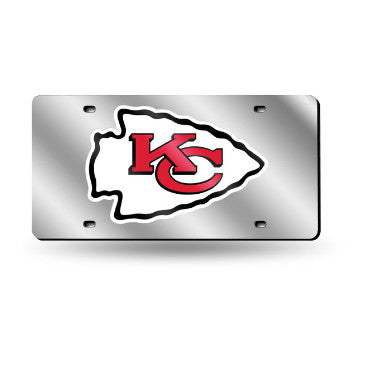 Chiefs Laser Cut License Plate Tag Silver
