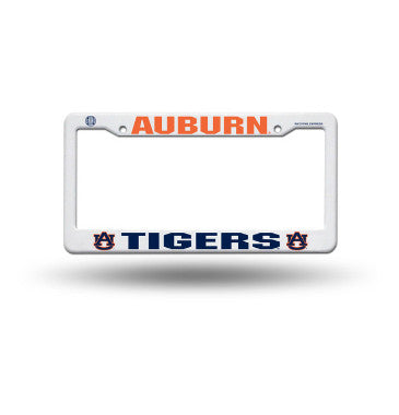 Auburn Plastic License Plate Frame White