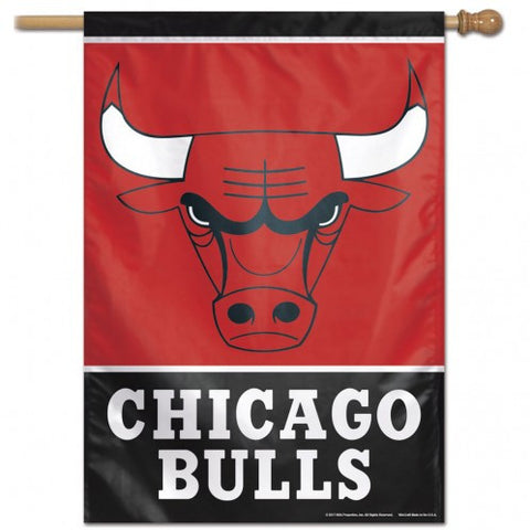 Bulls Vertical House Flag 1-Sided 28x40 Red-Black