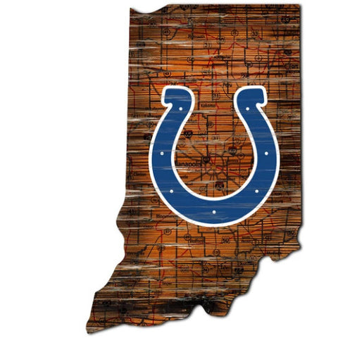 Colts 24" Wood State Road Map Sign Large