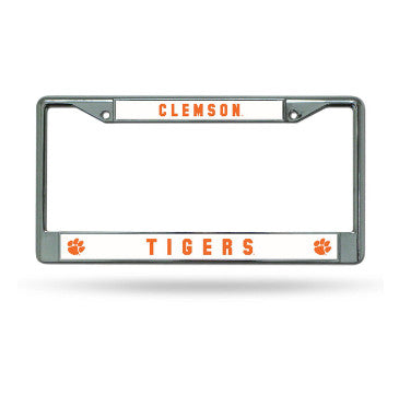Clemson Chrome License Plate Frame Silver