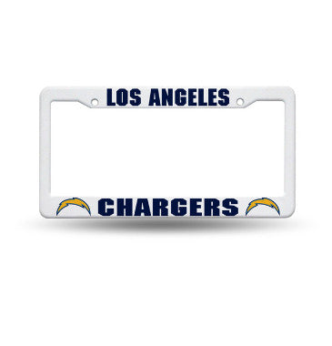 Chargers Plastic License Plate Frame White