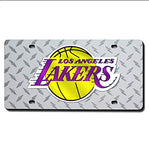 Lakers Laser Cut License Plate Tag Silver Diamond Cut