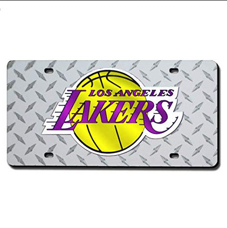 Lakers Laser Cut License Plate Tag Silver Diamond Cut