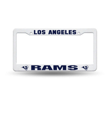Rams Plastic License Plate Frame White