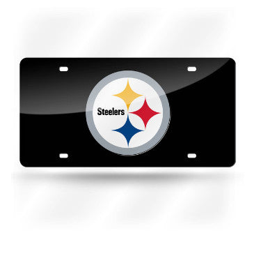 Steelers Laser Cut License Plate Tag Color Black Logo