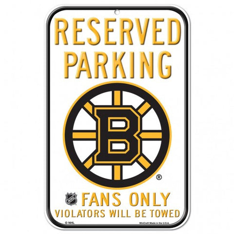 Bruins Plastic Sign 11x17 Reserved Parking White