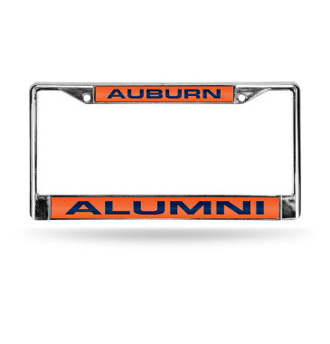 Auburn Laser Cut License Plate Frame Silver Alumni