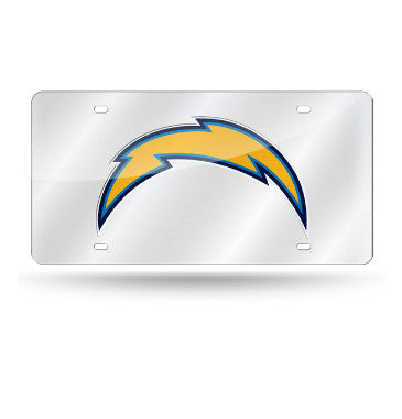 Chargers Laser Cut License Plate Tag Silver