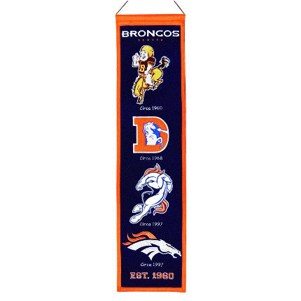 Broncos 8"x32" Wool Banner Heritage