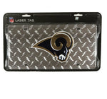 Rams Laser Cut License Plate Tag Silver Diamond Cut