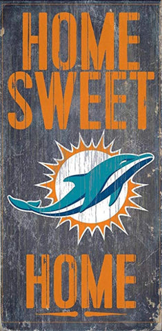 Dolphins 6x12 Wood Sign Home Sweet Home