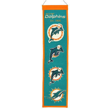 Dolphins 8"x32" Wool Banner Heritage