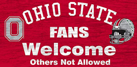 Ohio St 6x12 Wood Sign Fans Welcome