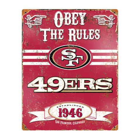 49ers Obey Embossed Metal Sign