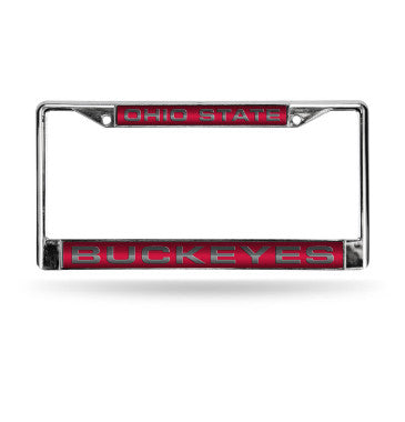 Ohio St Laser Cut License Plate Frame Silver