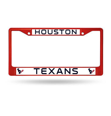 Texans Chrome License Plate Frame Color Red