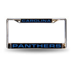 Panthers Laser Cut License Plate Frame Silver NFL
