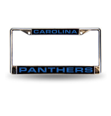 Panthers Laser Cut License Plate Frame Silver NFL