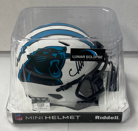 Panthers Chuba Hubbard Autographed Speed Lunar Eclipse Mini Helmet NFL