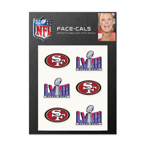 49ers 2023 NFC Champs Super Bowl 58 Face Cals Tattoos 6-Pack