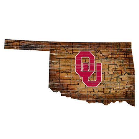 Oklahoma 24" Wood State Road Map Sign Large