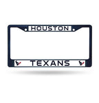 Texans Chrome License Plate Frame Color Blue