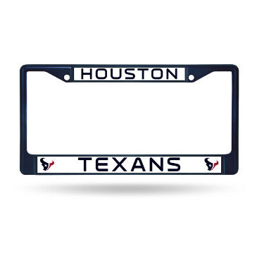 Texans Chrome License Plate Frame Color Blue