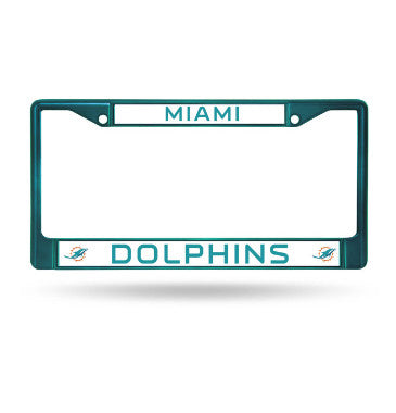 Dolphins Chrome License Plate Frame Color Teal