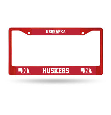 Nebraska Chrome License Plate Frame Color Red