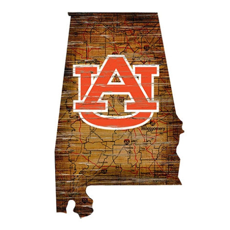 Auburn 24" Wood State Road Map Sign Large